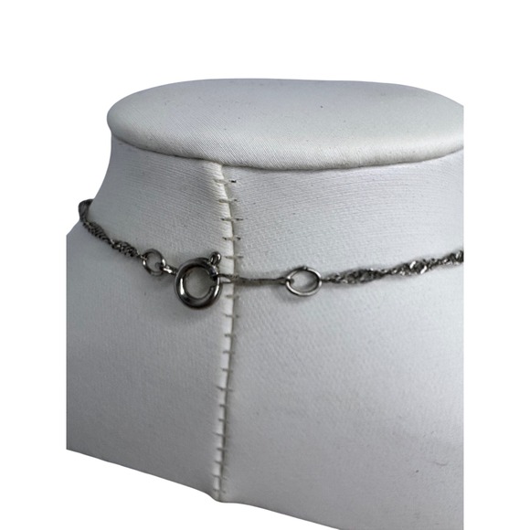 Sterling Silver Singapore Chain Cage Pendant Necklace with White Faux Pearl - Picture 3 of 5